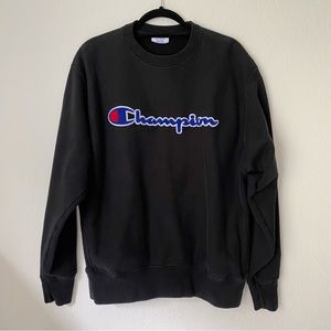 Champion | Black Reverse Weave Crewneck Sweatshirt